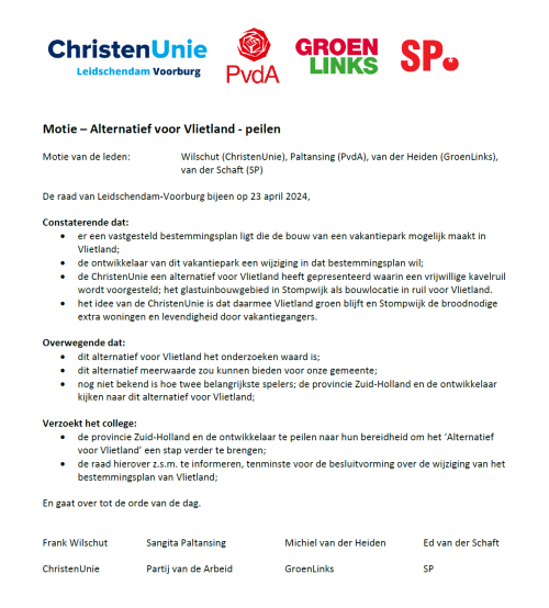 Motie Vlietland - peilen